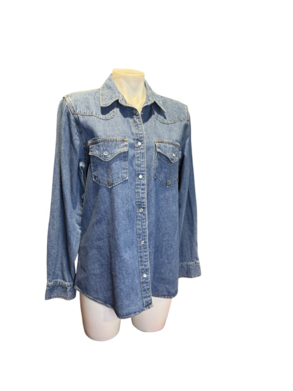 Women's Vintage Threads Denim Button Down Shirt Blue XL